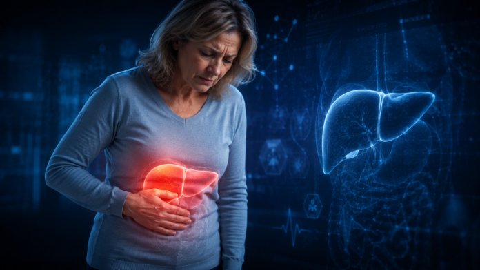 10-semne-ficat.jpg Femeie prezentând simptome sugestive pentru o problemă hepatică pe fundal medical