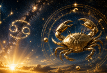 Zodia care intră într-o perioadă favorabilă până la sfârșitul verii 2026. Racul poate avea parte de schimbări importante, potrivit astrologiei Simbolul zodiei Rac într-un decor astrologic care sugerează o perioadă favorabilă