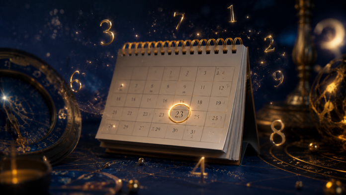 numerologie-aura-data-nasterii.jpg Calendar și simboluri de numerologie ilustrând interpretarea aurei în funcție de data nașterii