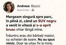 Mergeam singură spre parc când un SUV negru a oprit lângă mine.